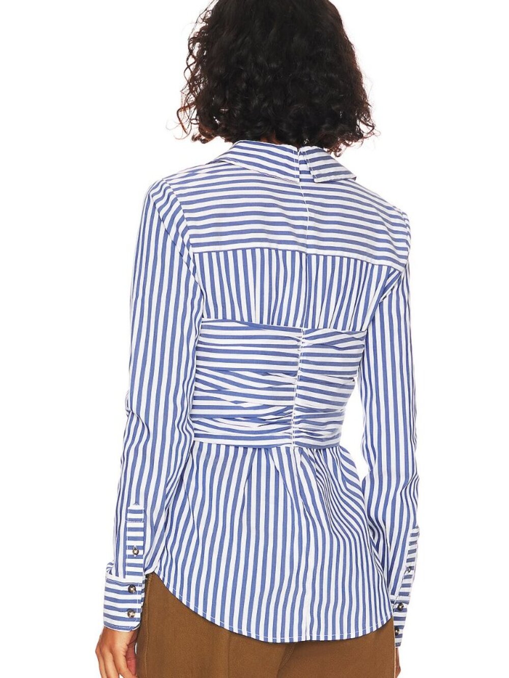Veronica Beard Baylor Striped Ruched Corset Effect Button Down Blouse | Sz 2 - Picture 7 of 10